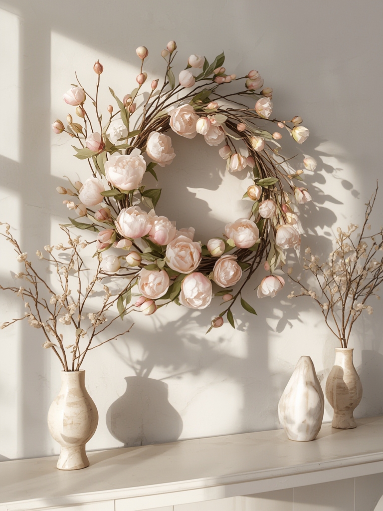 peony wreath in action