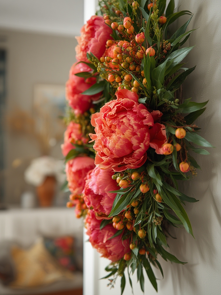 peony wreath in action